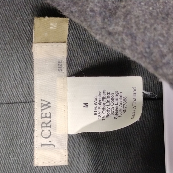 J. Crew Dark Gray Wool Blend Snap Collar Funnel Neck Long Sleeve Zip Up Coat - Picture 6 of 10